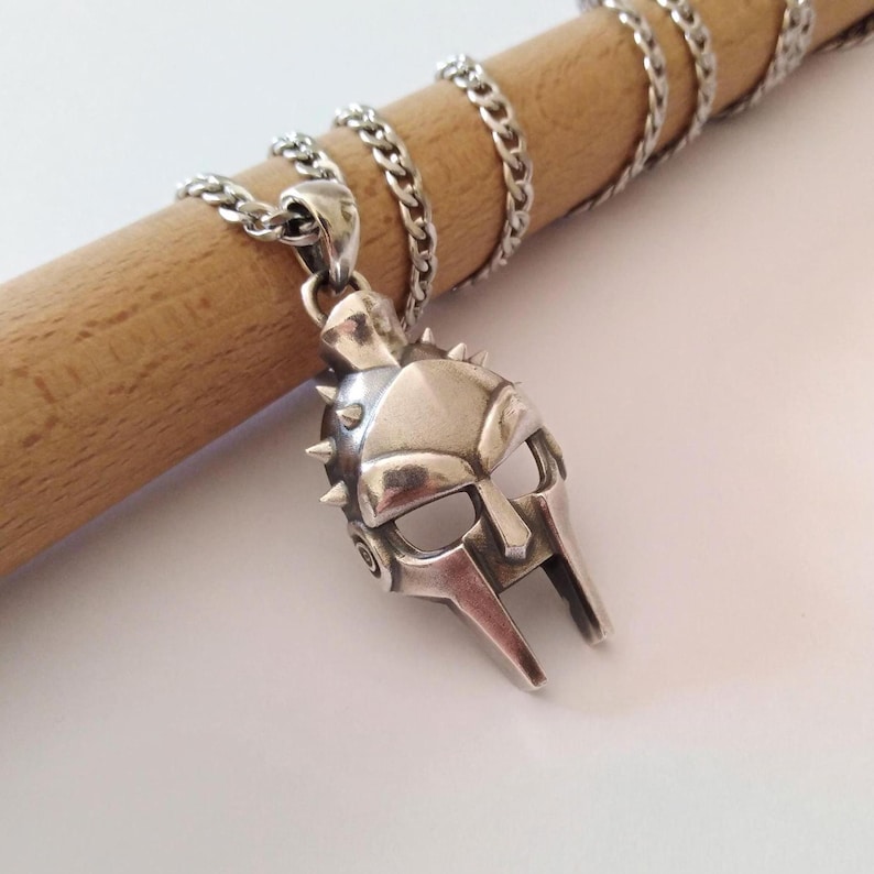 Oxidized Silver 925 Gladiator Helmet Pendant | Handcrafted Aged Sterling Silver Gladiator Helmet Necklace | Unisex Gladiator Helmet Pendant image 9