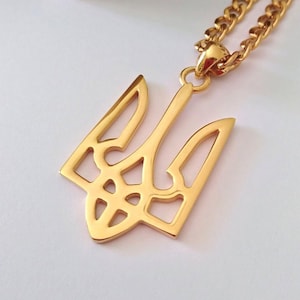 Yellow Gold Plated Ukrainian Trident Pendant | Handcrafted Silver 925 Ukrainian Trident Pendant | Men Ukrainian Trident Pendant Gold over Silver 925