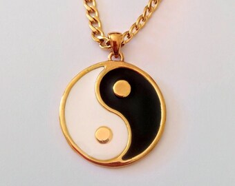 Pendentif Yin-Yang en or, collier Yin-Yang en or, Yin-Yang en or, Yin-Yang en argent, Yin-Yang avec émail, pendentif en or pour homme, collier en or pour femme