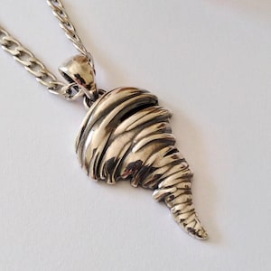 Oxidized Silver 925 Tornado Pendant | Silver 925 Tornado Pendant | Women's Oxidized Silver Hurricane Pendant | Men's Silver Tornado Pendant
