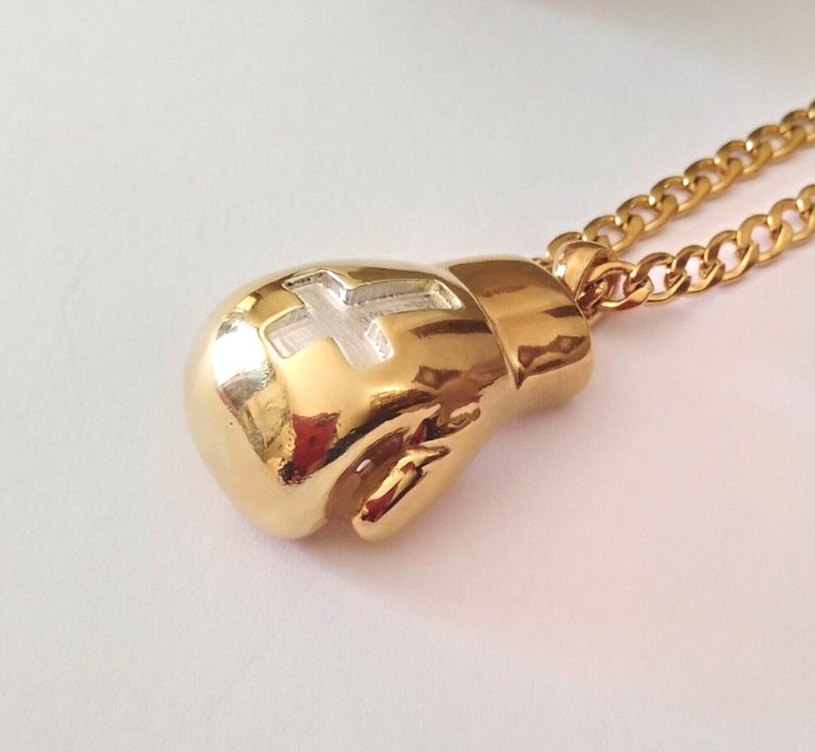 Gold Boxing Glove Necklace Silver 925 Boxing Glove Pendant Etsy