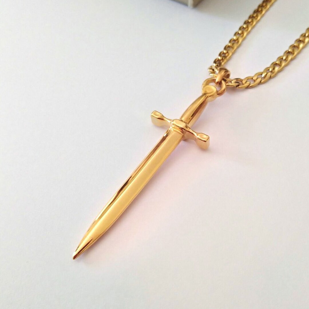 Gold Sword Pendant, Sterling Silver Sword Necklace, Rose Gold Sword