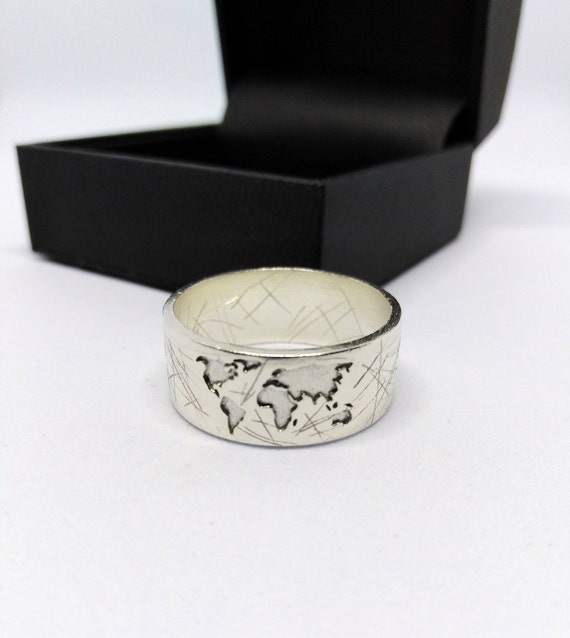 Unique World Map Ring Earth Map Ring Traveller's Ring Etsy