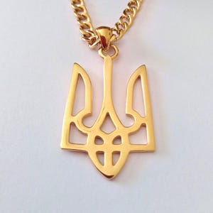 Yellow Gold Plated Ukrainian Trident Pendant | Handcrafted Silver 925 Ukrainian Trident Pendant | Men Ukrainian Trident Pendant image 2