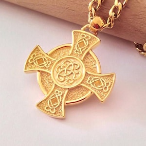 Yellow Gold Celtic Cross Pendant | Silver 925 Celtic Cross Pendant | Men&#39;s Gold Celtic Cross Pendant | Men&#39;s Sterling Silver Cross Pendant