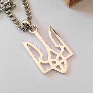 Yellow Gold Plated Ukrainian Trident Pendant | Handcrafted Silver 925 Ukrainian Trident Pendant | Men Ukrainian Trident Pendant Silver 925