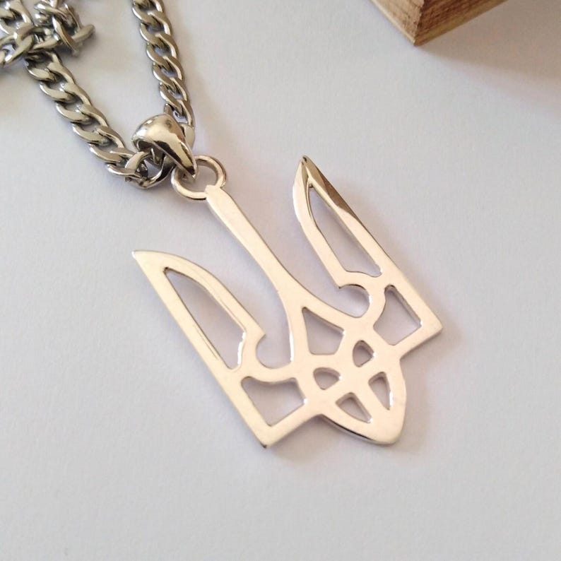 Yellow Gold Plated Ukrainian Trident Pendant | Handcrafted Silver 925 Ukrainian Trident Pendant | Men Ukrainian Trident Pendant Silver 925