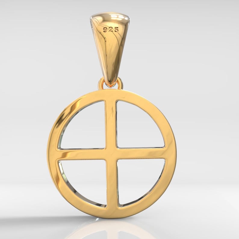 Solar Cross Pattern Gold Plated Thick Solar Cross Pendant | Solid Sterling Silver Sun Cross ...