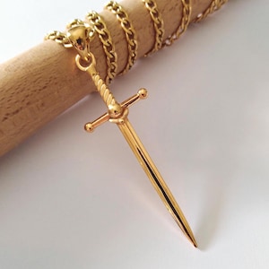 Yellow Gold Sword Pendant | Men&#39;s Sterling Silver Sword Pendant | Women&#39;s Rose Gold Plated Sword Pendant | Men&#39;s Silver 925 Sword Necklace