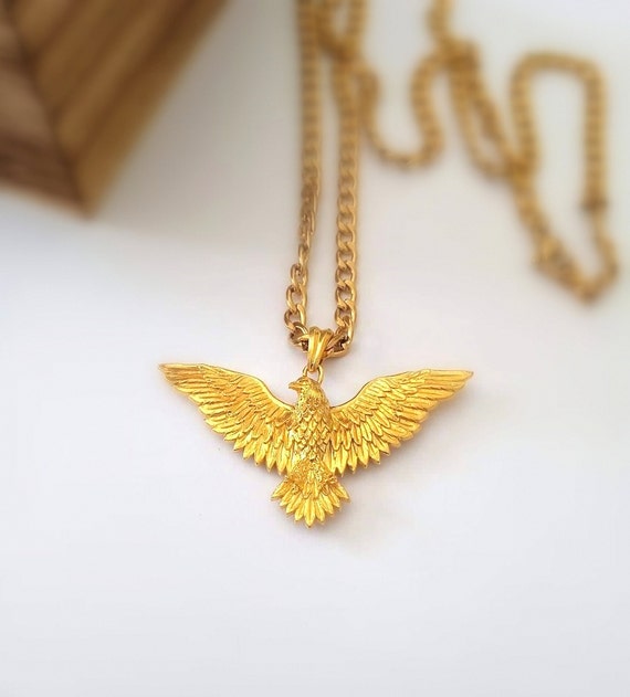 Gold Eagle With Open Wings Pendant 