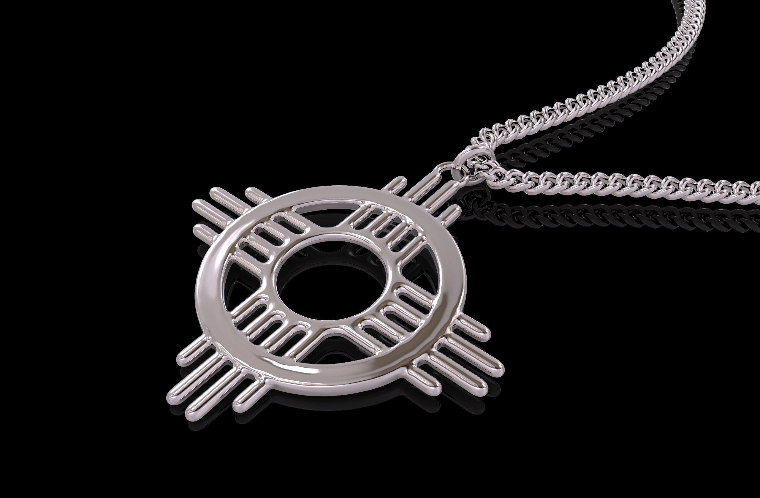 Gold Zia Sun Pendant Silver Zia Sun Necklace Men Silver Etsy