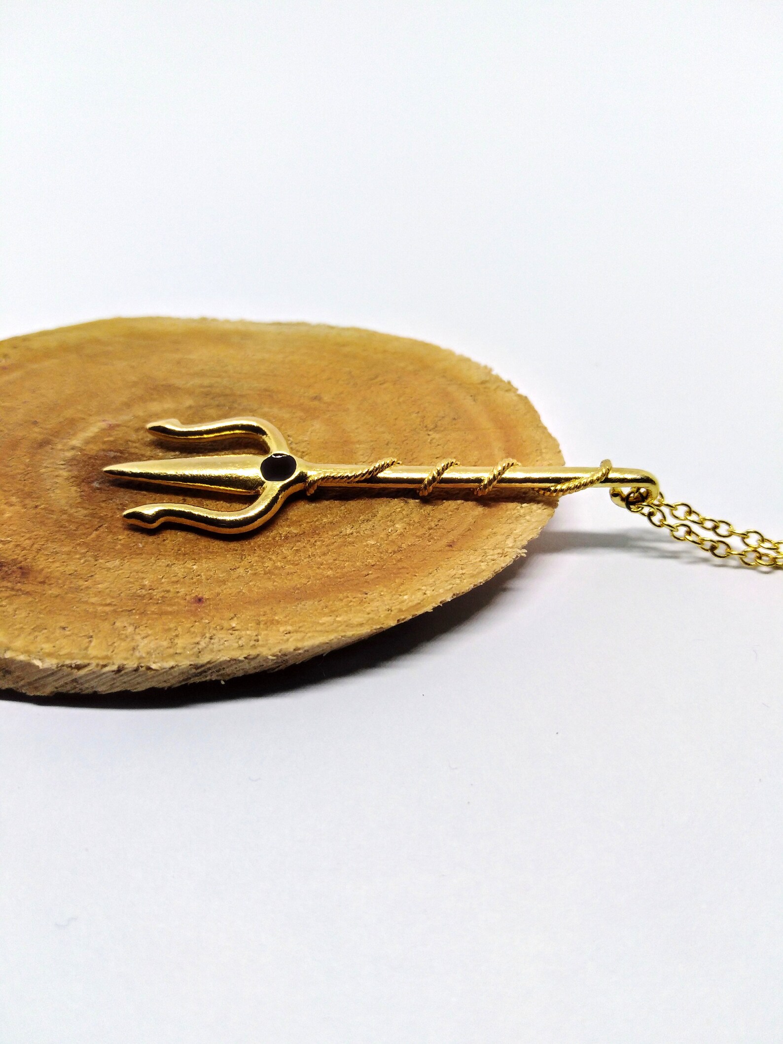 Unique Gold Trident Pendant Gold Trident Necklace Silver 925 Etsy