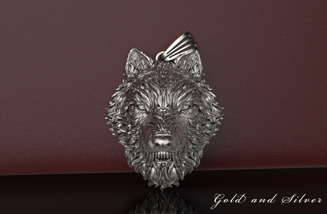 Aged Silver Wolf Pendant Silver 925 Handmade Wolf Head - Etsy