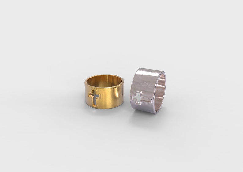 Cross Jewelry Wide Band Cross Ring Unisex Band Ring Gift for Her Steampunk Ring Gold Cross Ring Gift for Him Steampunk Jewelry