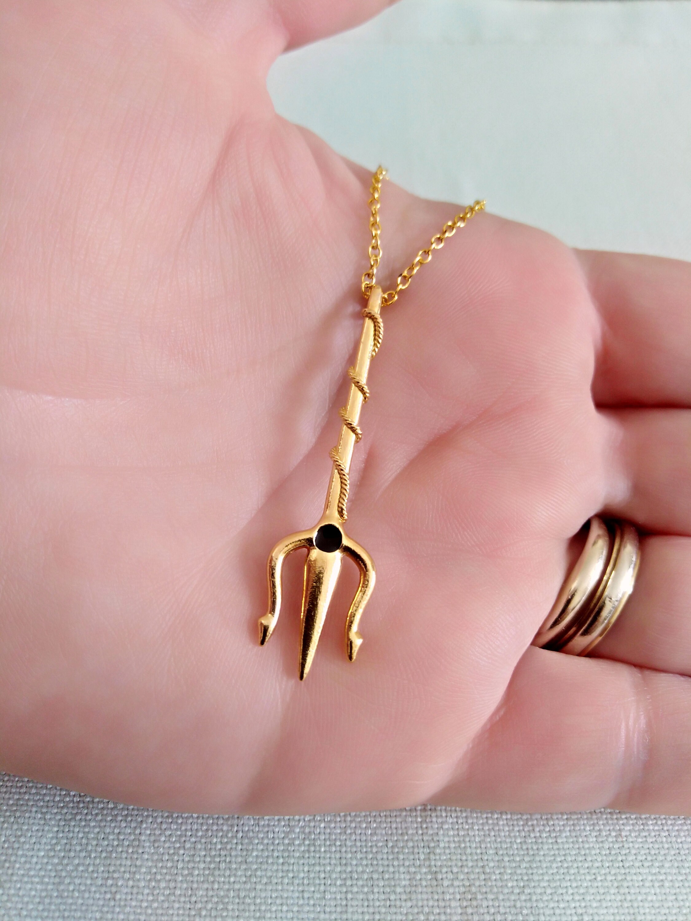 Gold Trident Pendant Silver Trident 