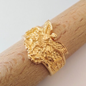 Yellow Gold St Michael Archangel Ring | Handmade Silver 925 Michael Archangel Ring | Men&#39;s Silver 925 St Michael Archangel Ring | Women Ring