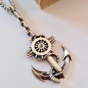 Oxidized Silver 925 Anchor Pendant | Handcrafted Sterling Silver Anchor Necklace | Unisex Anchor Pendant | Silver 925 Anchor Jewelry