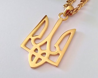 Yellow Gold Ukrainian Trident Pendant | Handcrafted Silver 925 Ukrainian Trident Pendant | Men Ukrainian Trident Pendant | Ukrainian Trident