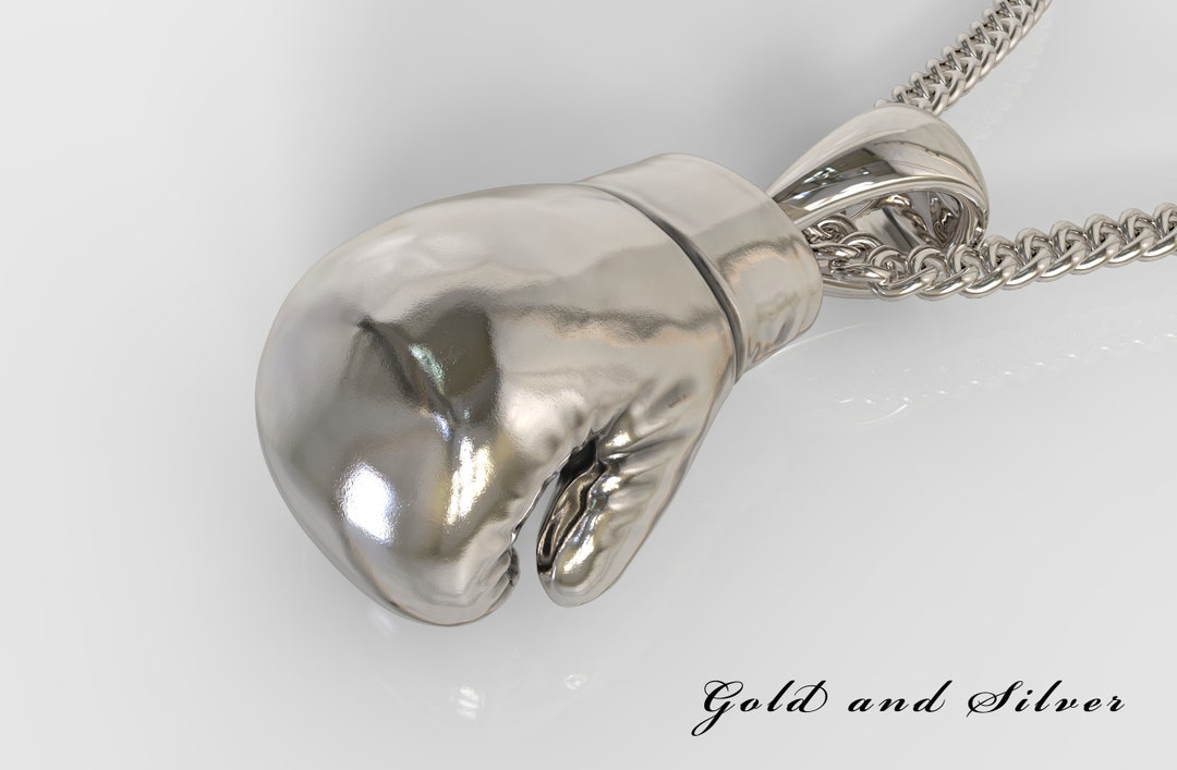 Aged Silver 925 Boxing Glove Pendant Silver Box Glove Etsy
