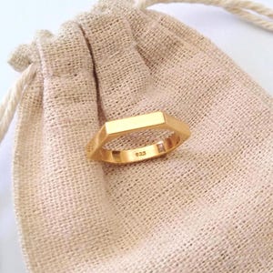 Gult guldpläterad sexkantsring | Sexkantsring i sterlingsilver | Sexkantsmutterring | Sexkantsmutterring i sterlingsilver för män | Sexkantsmutterring för kvinnor