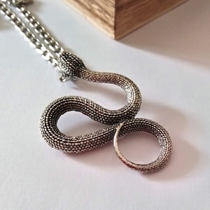 Oxidized Silver 925 Snake Pendant | Handcrafted Sterling Silver 925 Snake Necklace | Unisex Sterling Silver Snake Pendant | Snake Jewelry