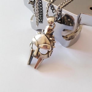 Oxidized Silver 925 Gladiator Helmet Pendant | Handcrafted Aged Sterling Silver Gladiator Helmet Necklace | Unisex Gladiator Helmet Pendant image 5