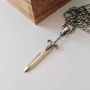 Oxidized Silver 925 Sword Pendant | Handcrafted Sterling Silver Sword Necklace | Unisex Sword Pendant | Men&#39;s Silver 925 Sword Pendant