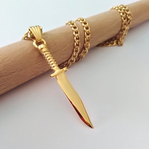 Gold Knife Pendant, Sterling Silver Knife Necklace, Survival Knife Pendant, Men&#39;s Silver Pendant, Men&#39;s Knife Pendant, Women&#39;s Knife Pendant