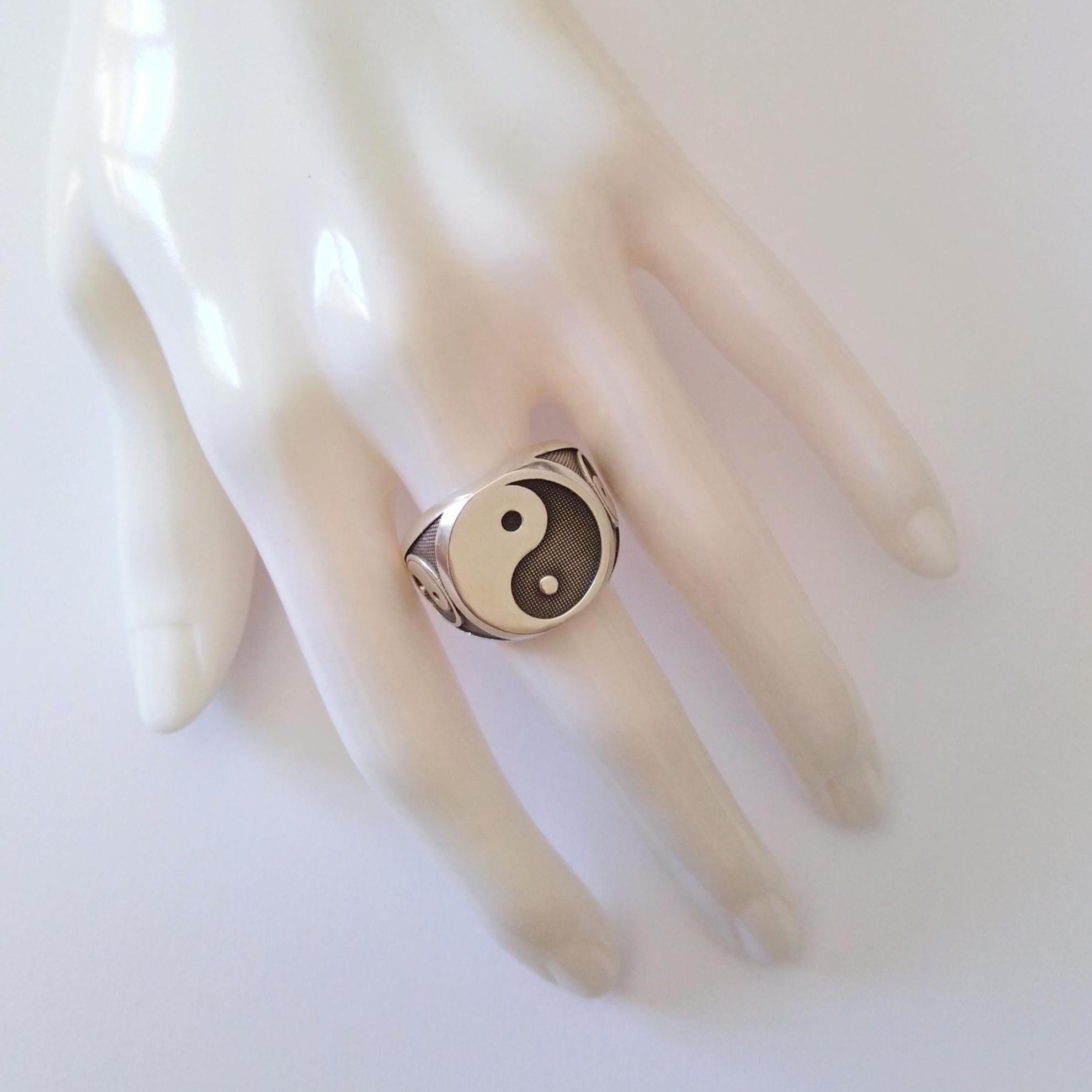 Oxidized Silver 925 Yin Yang Ring | Handcrafted Aged Sterling Silver ...