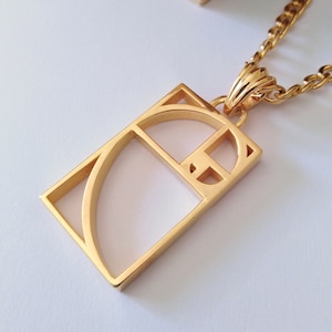Gold Fibonacci Pendant | Silver Fibonacci Necklace | Men Golden Ratio Pendant | Golden Ratio Necklace | Science Jewelry | Fibonacci Pendant