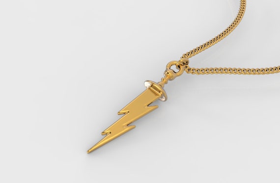 Colgante de la espada del oro 24K collar rayo plata de - Etsy España