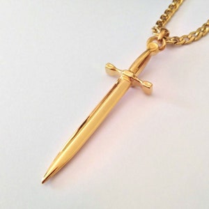Yellow Gold Sword Pendant | Silver 925 Sword Necklace | Men&#39;s Sterling Silver Sword Pendant Women&#39;s Gold Sword Pendant | Men&#39;s Sword Pendant