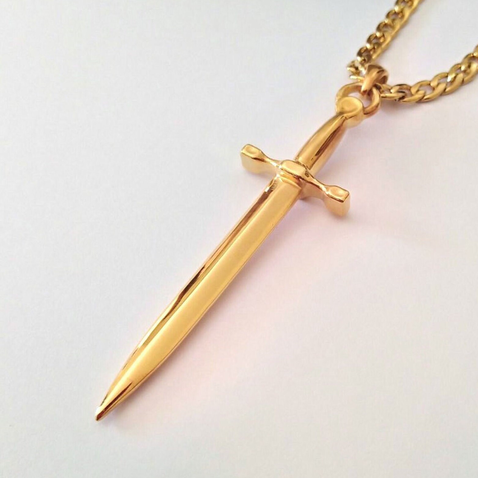 Gold Sword Pendant Sterling Silver Sword Necklace Rose Gold