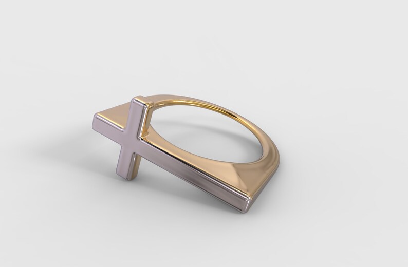 24K Gold Cross Ring Women's Gold Cross Ring Midi Silver Etsy