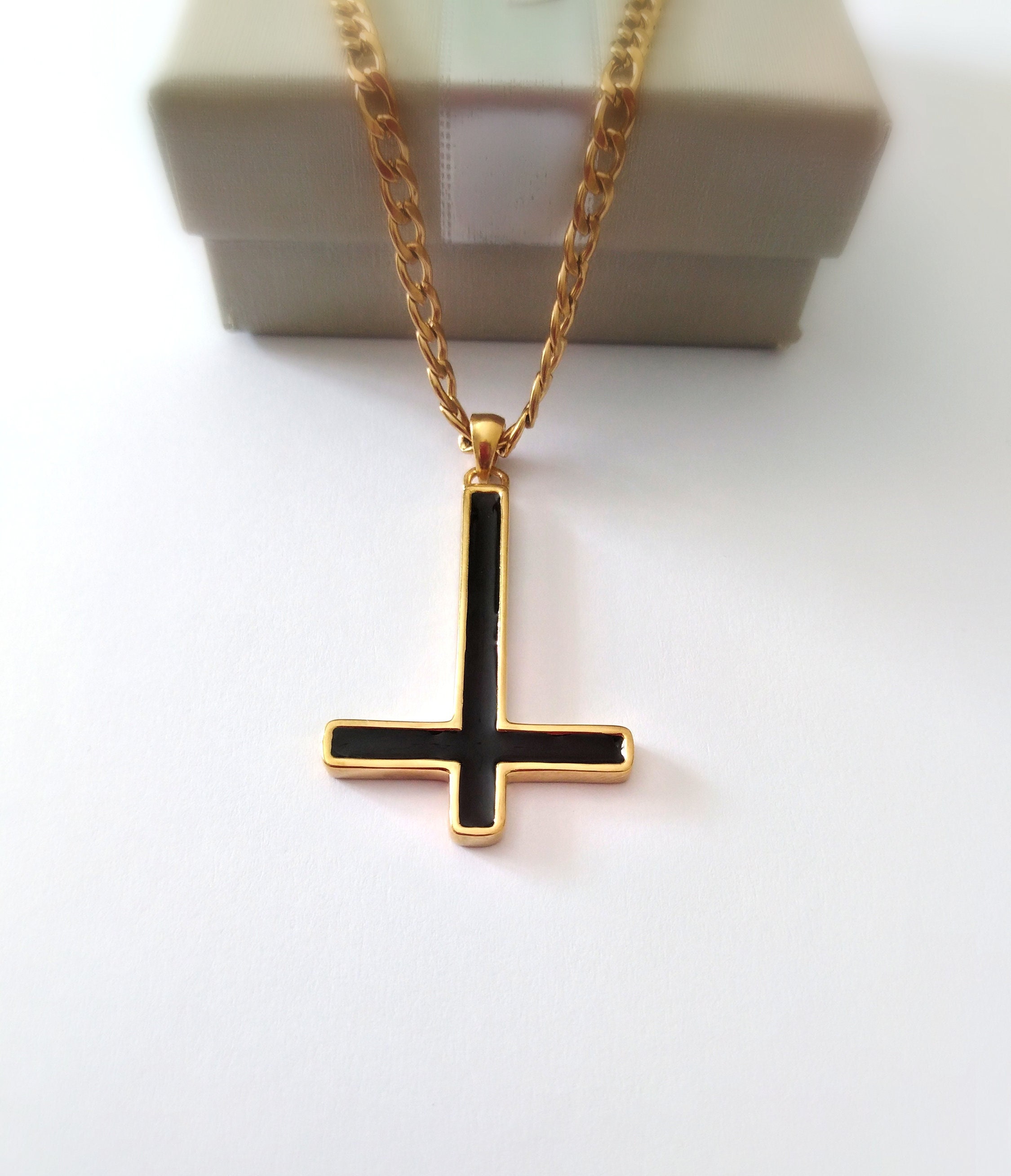 Gold Inverted Cross Pendant Sterling 