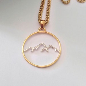 Gold Mountains Pendant, Silver Mountain Necklace, Silver 925 Mountain Pendant, Mountain Necklace, Women's Gold Necklace, Traveller's Pendant