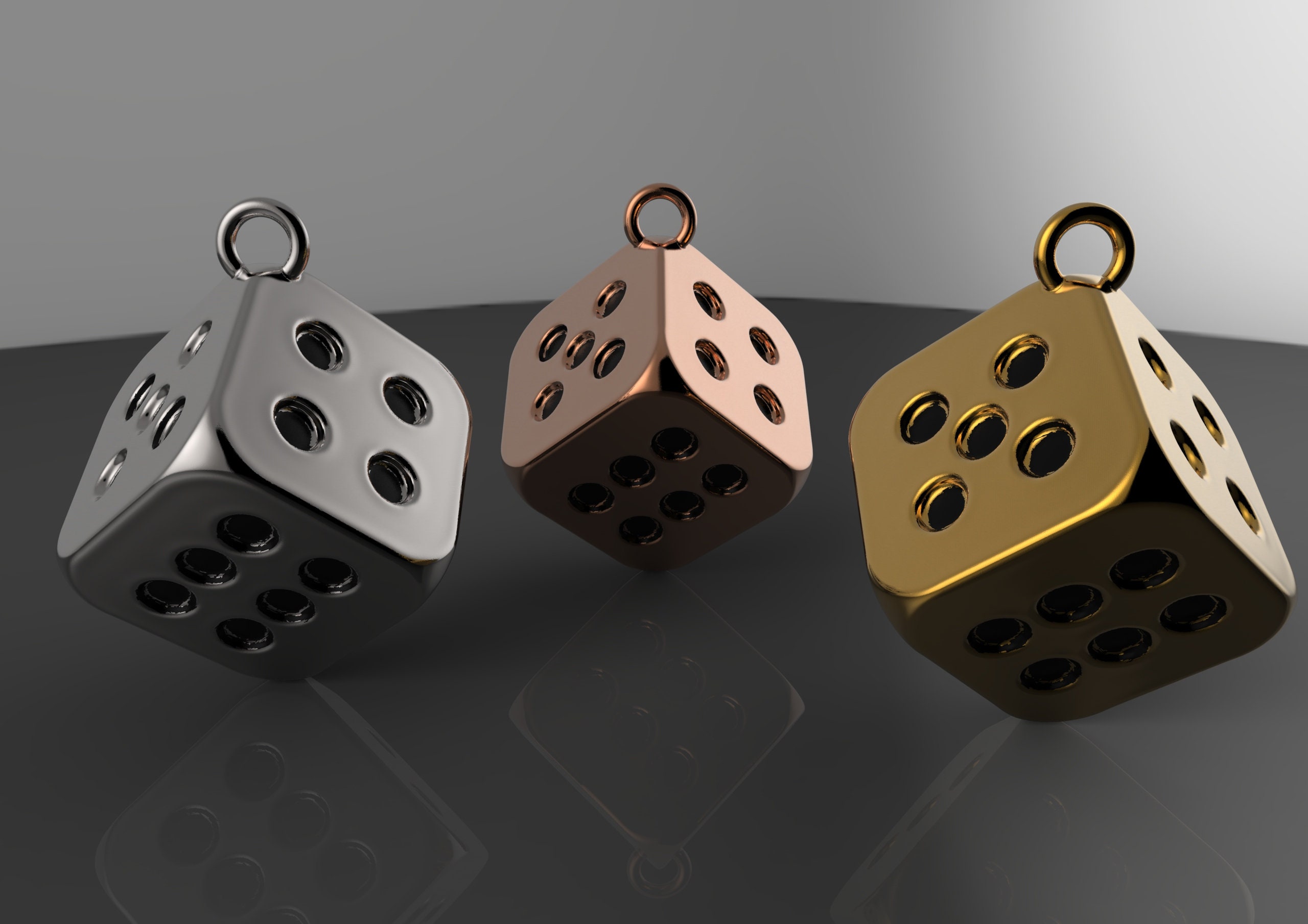 Gold Dice Pendant Silver Dice Necklace Dice Jewelry Gift Etsy