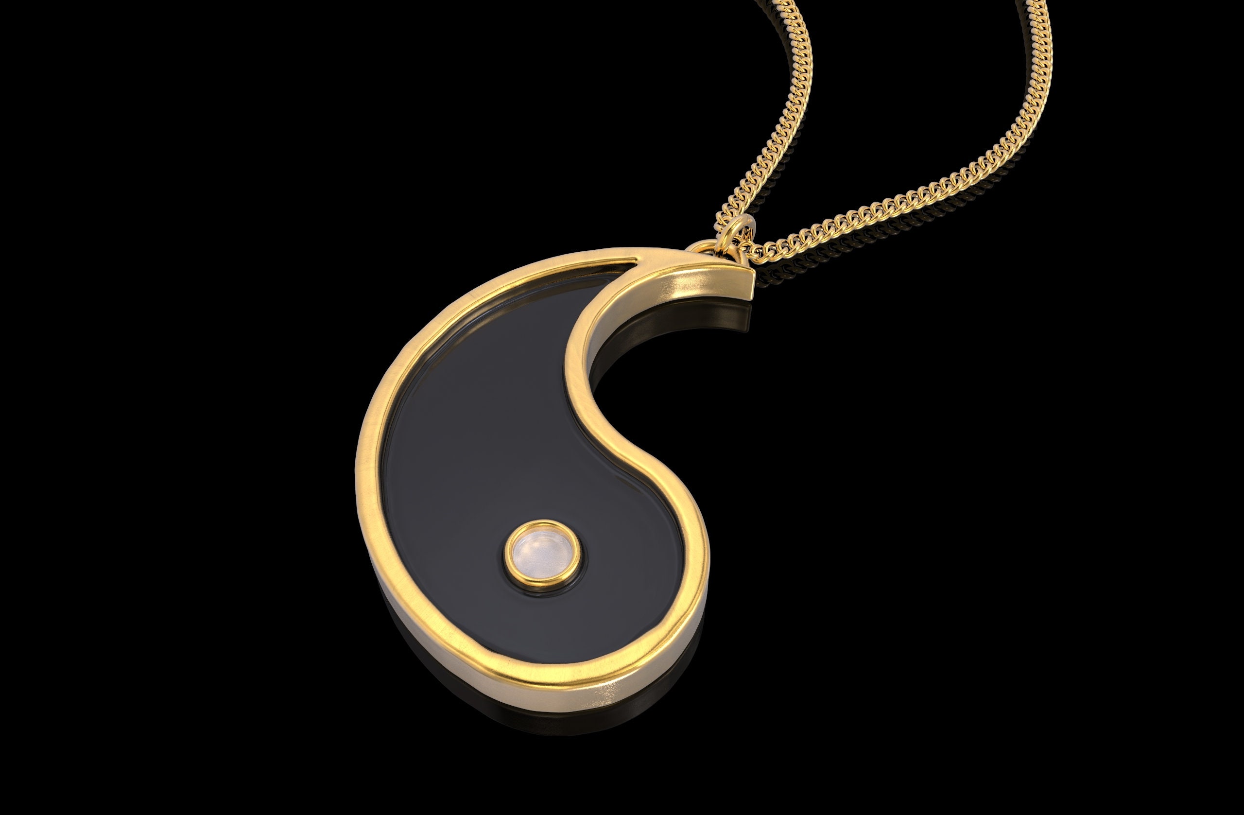 24K Gold Yinyang Pendant Gold Yinyang Necklace Gold Etsy