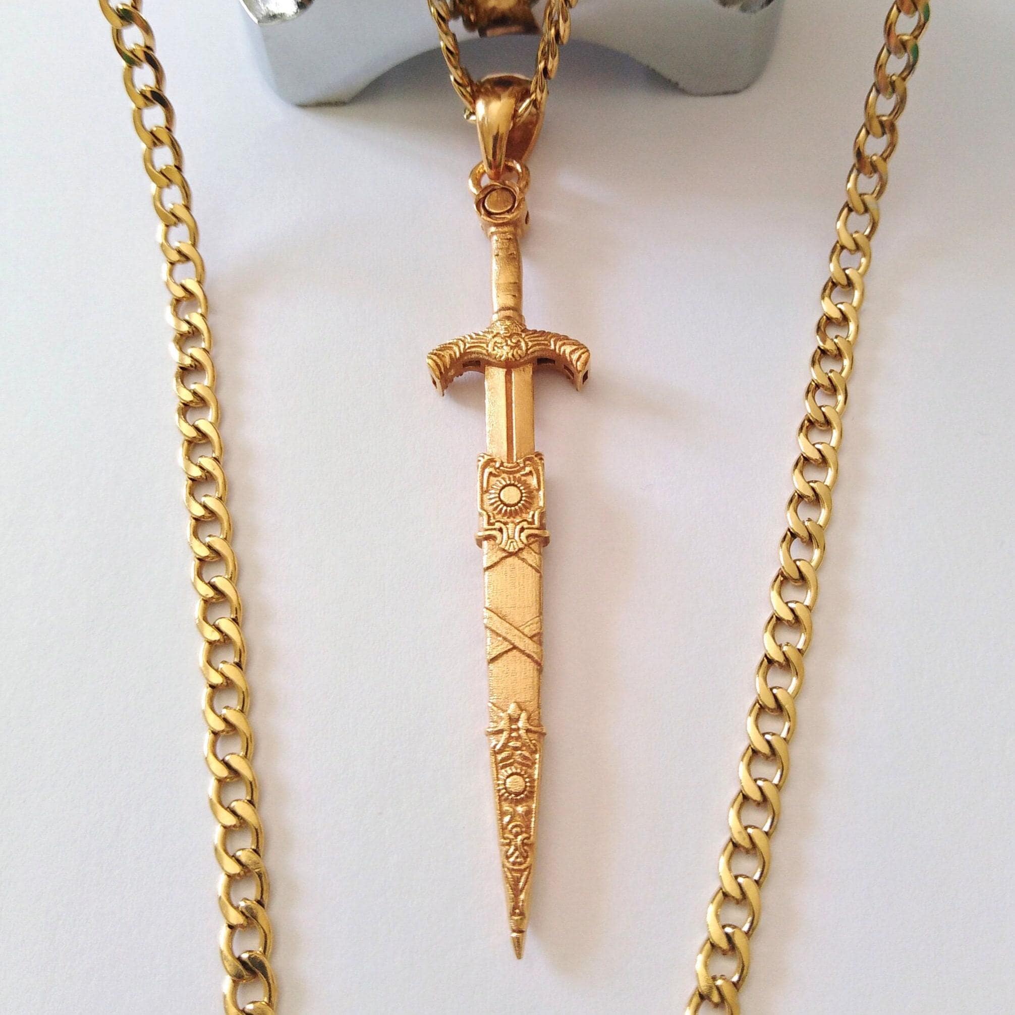 Gold Plated Sword Pendant | Silver 925 Handmade Sword Necklace Gold Plated Sword Pendant | Silver 925 Handmade Sword Necklace