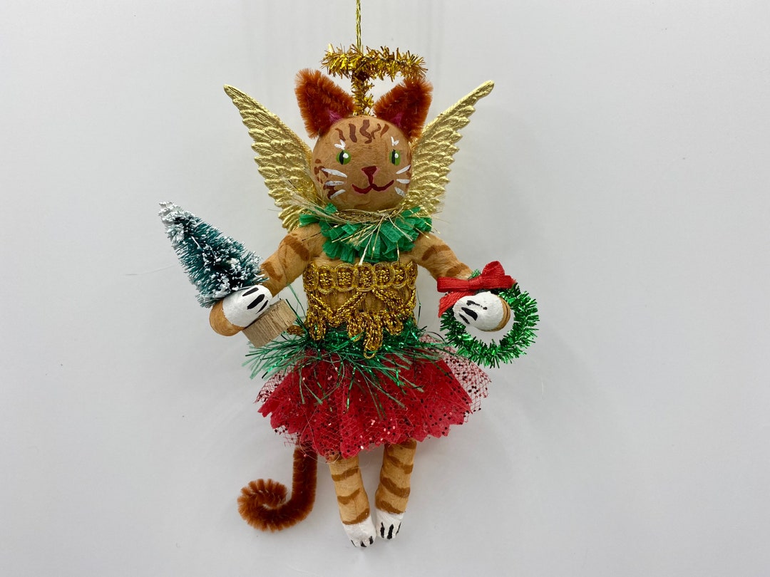 Red Tabby CAT ANGEL 5 Christmas ORNAMENT / Spun Head Cat Etsy UK