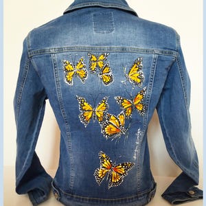 Monarch Butterflies, Hand Painted Jean Jacket, Butterfly Jacket, Monarch Butterfly, Handpainted Jacket, Jean Jacket Monarch Butterfly Jacket