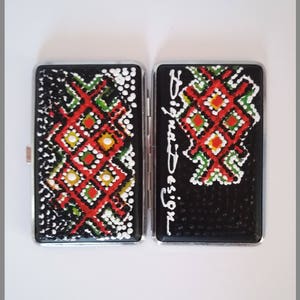 Casse di sigarette, scatola di tabacco dipinta a mano, regalo per fumatori, custodia accessoria, custodia per tabacco etnico, custodia per sigarette metalliche, scatola di tabacco dipinta a mano
