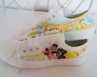 Custom Hand-Painted Wedding Sneakers: Bridal Footwear
