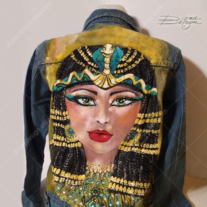 Cleopatra Art Hand Painted Jean Jacket Egyptian Style - Etsy