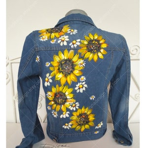 Sunflower Jean Jacket Hand Painted Jacket Sunflowers Jacket | Etsy