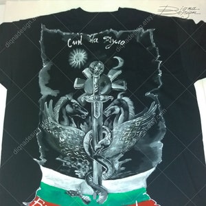 Hand Painted Tshirt, Bulgarian Art Tshirt, Mens Shirt, Painted Bulgarian T-shirt, Bulgarian Art, Handpainted Tshirt
