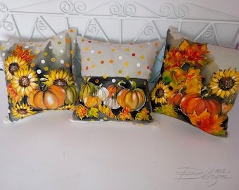 Hand-Painted Pumpkin Pillow Cover: Fall Thanksgiving Decor