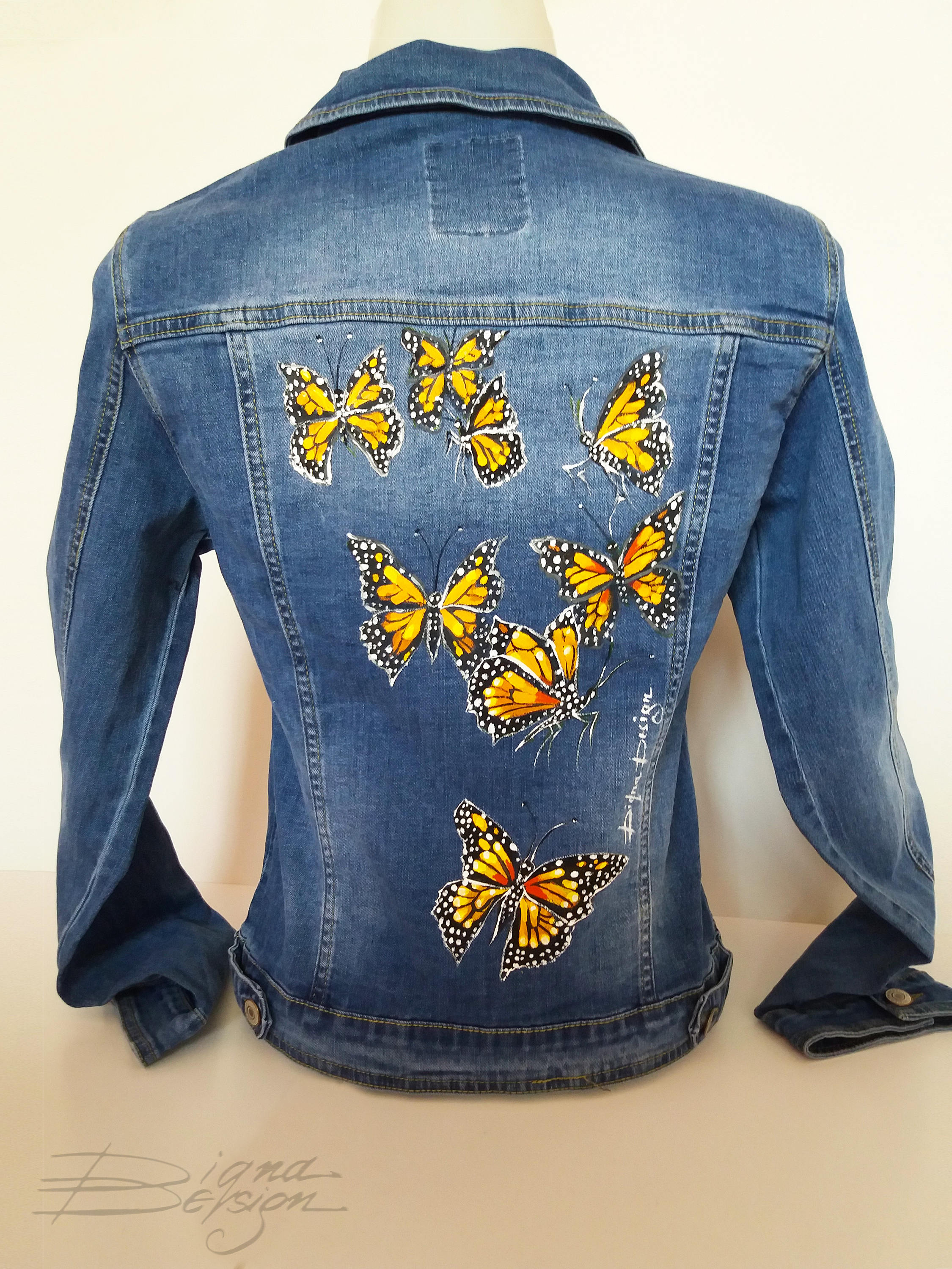 Jean jacket with butterflies hotsell