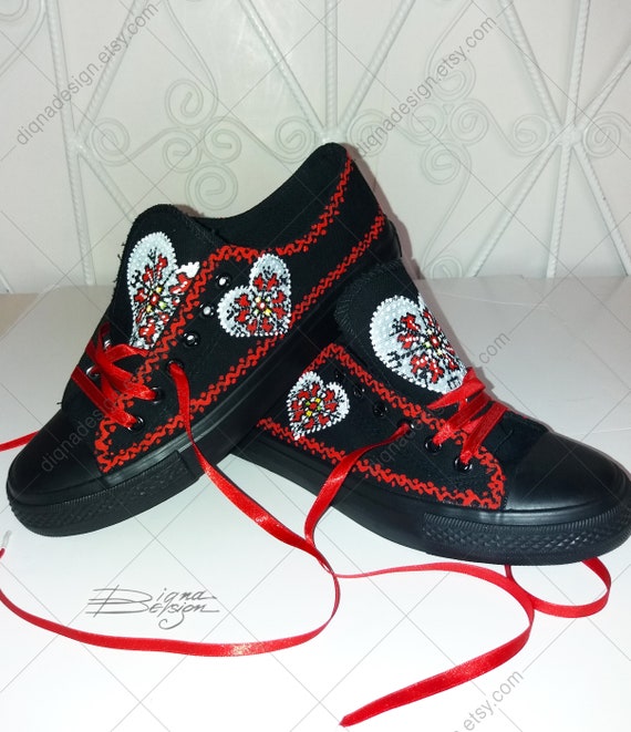 Red painted best sale shoes