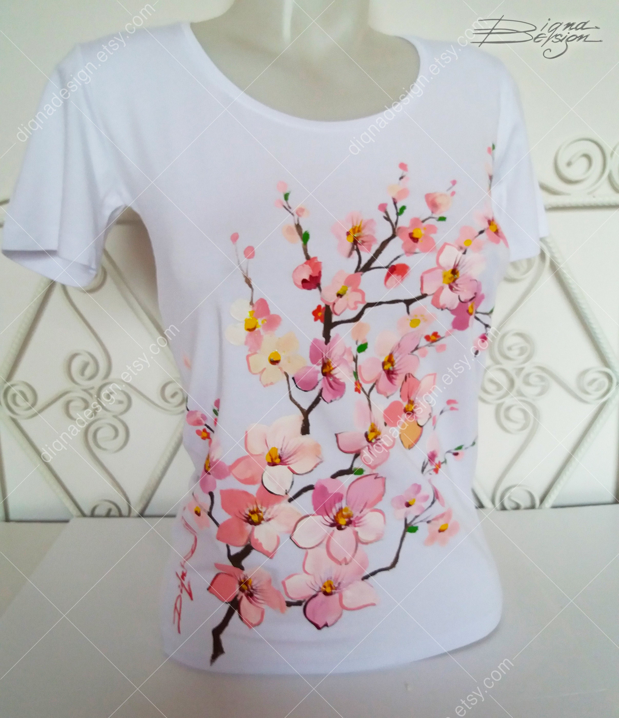 Flower White T-shirt ZNF08  T shirt painting, Paint shirts, Painted clothes